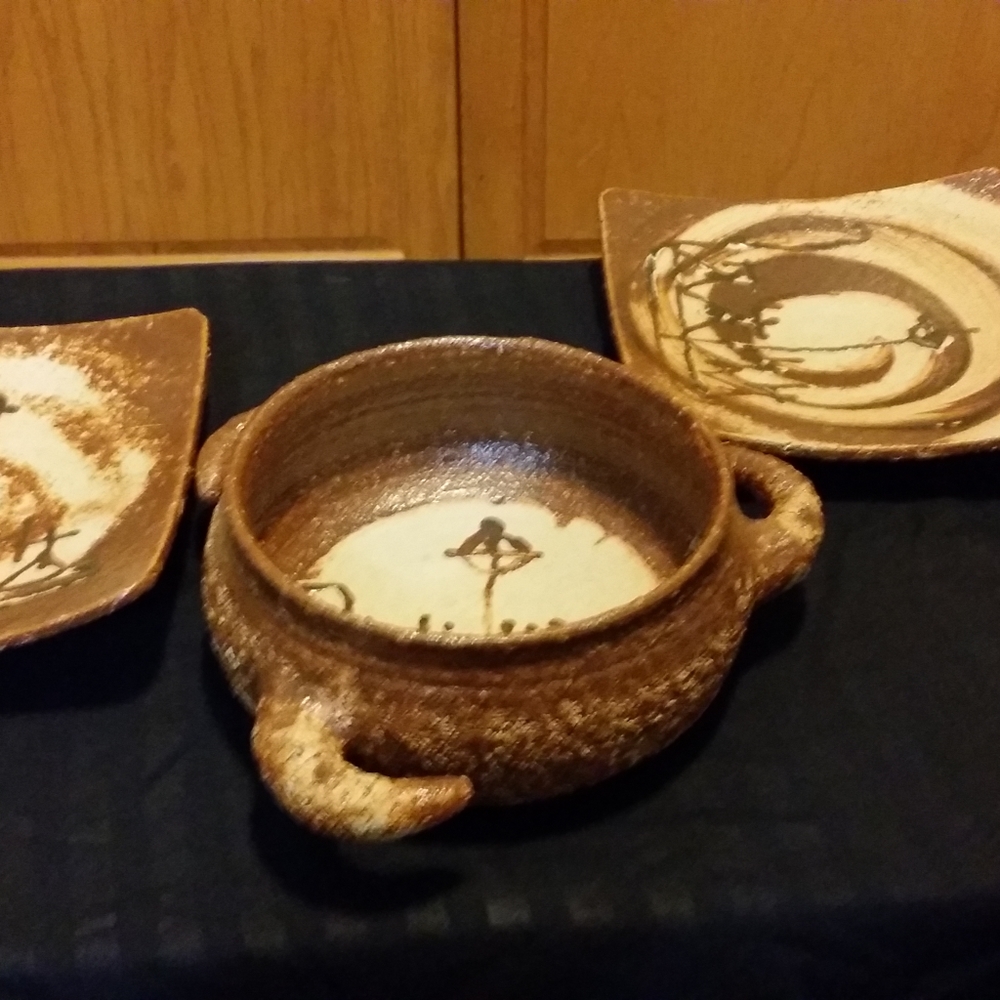Handmade Pottery Stone like Set - Signed